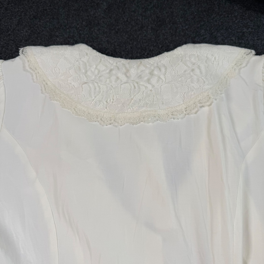 Vintage Elisse Jr Off White Lace Collar Button Front Mini Dress Size 11/12 USA - Picture 8 of 12